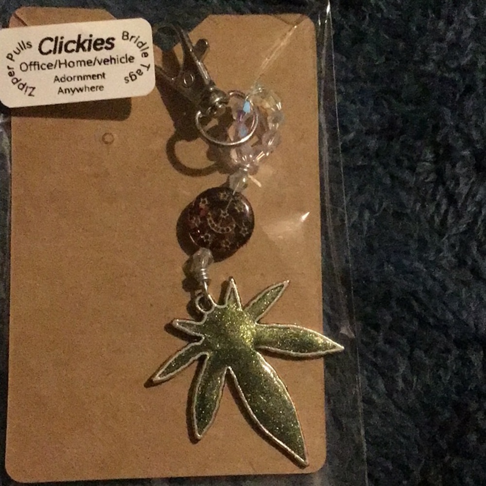 Handmade pot leaf keychain